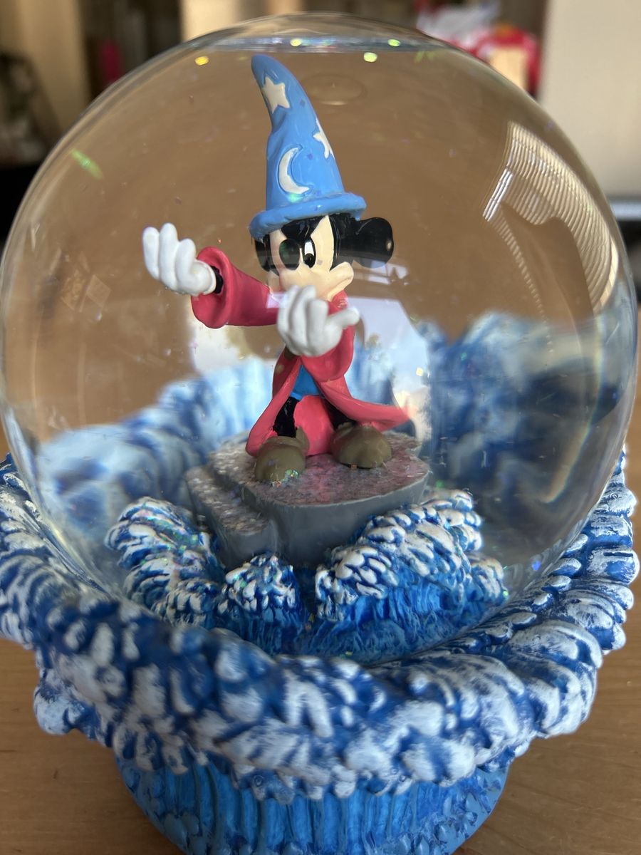 RARE Disney Fantasia Musical Snow Globe Sorcerer’s Apprentice Mickey Mouse Waves