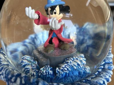 RARE Disney Fantasia Musical Snow Globe Sorcerer’s Apprentice Mickey Mouse Waves