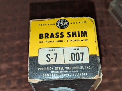 Brass Shim Sheet 6"x100" S-7 / .007 Precision Brand Vintage Partial Roll