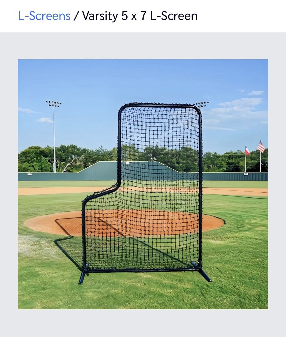 Varsity 5 x 7 L-Screen Pitching Net - Baseball/Softball Training Aid, Black