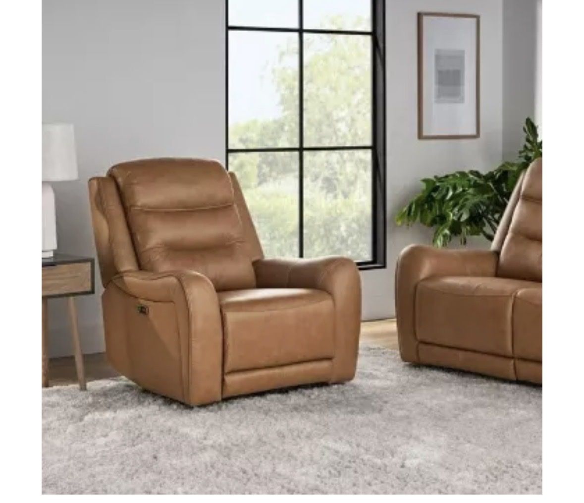 Monterey Power Recliner in Tan Leather - New in Box with Dual Power Recline