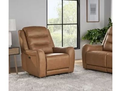 Monterey Power Recliner in Tan Leather - New in Box with Dual Power Recline