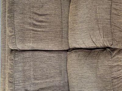 Brown/Tan Patterned Fabric Sofa with Reversible Cushions - Good Condition Couch