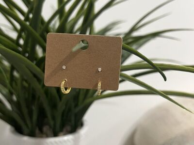 18k Gold Plated Sterling Silver CZ huggie Earrings