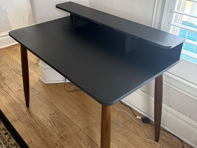 Black and walnut desk