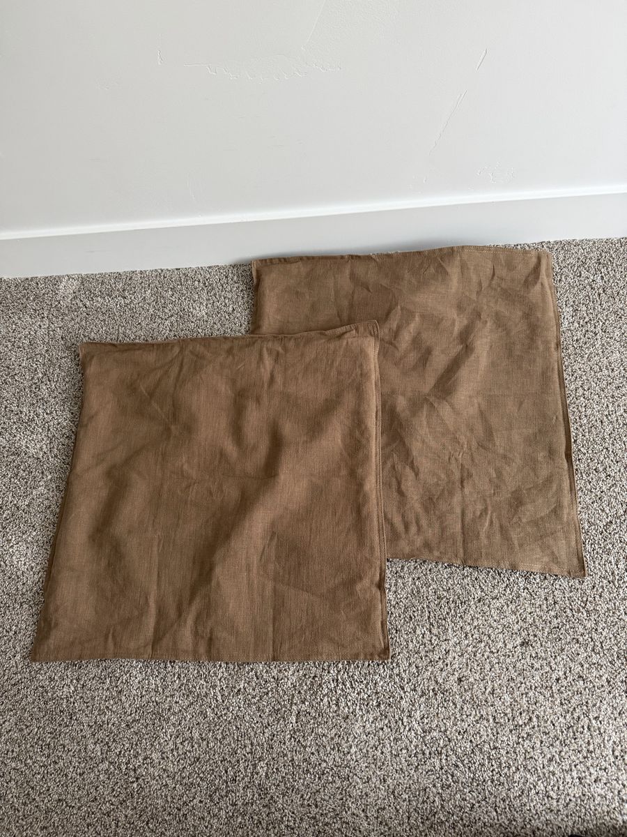 Set of 2 Brown Linen Pillow Covers