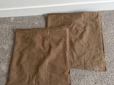 Set of 2 Brown Linen Pillow Covers