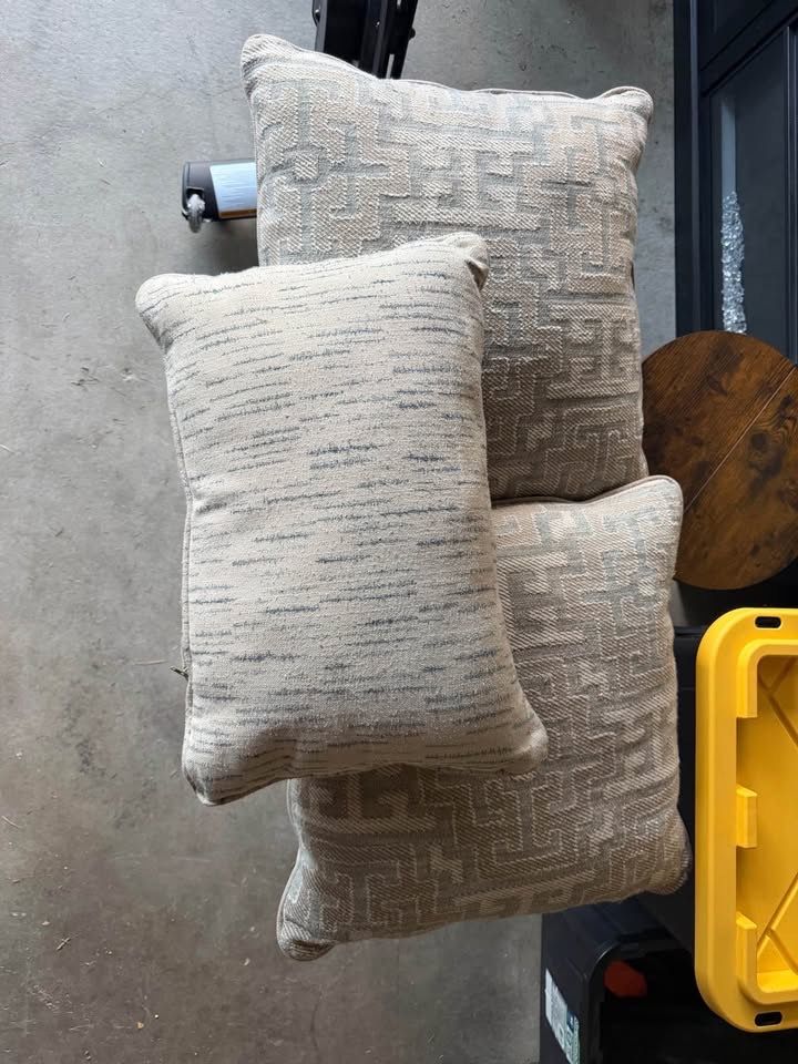 Set of 3 Neutral Decorative Throw Pillows