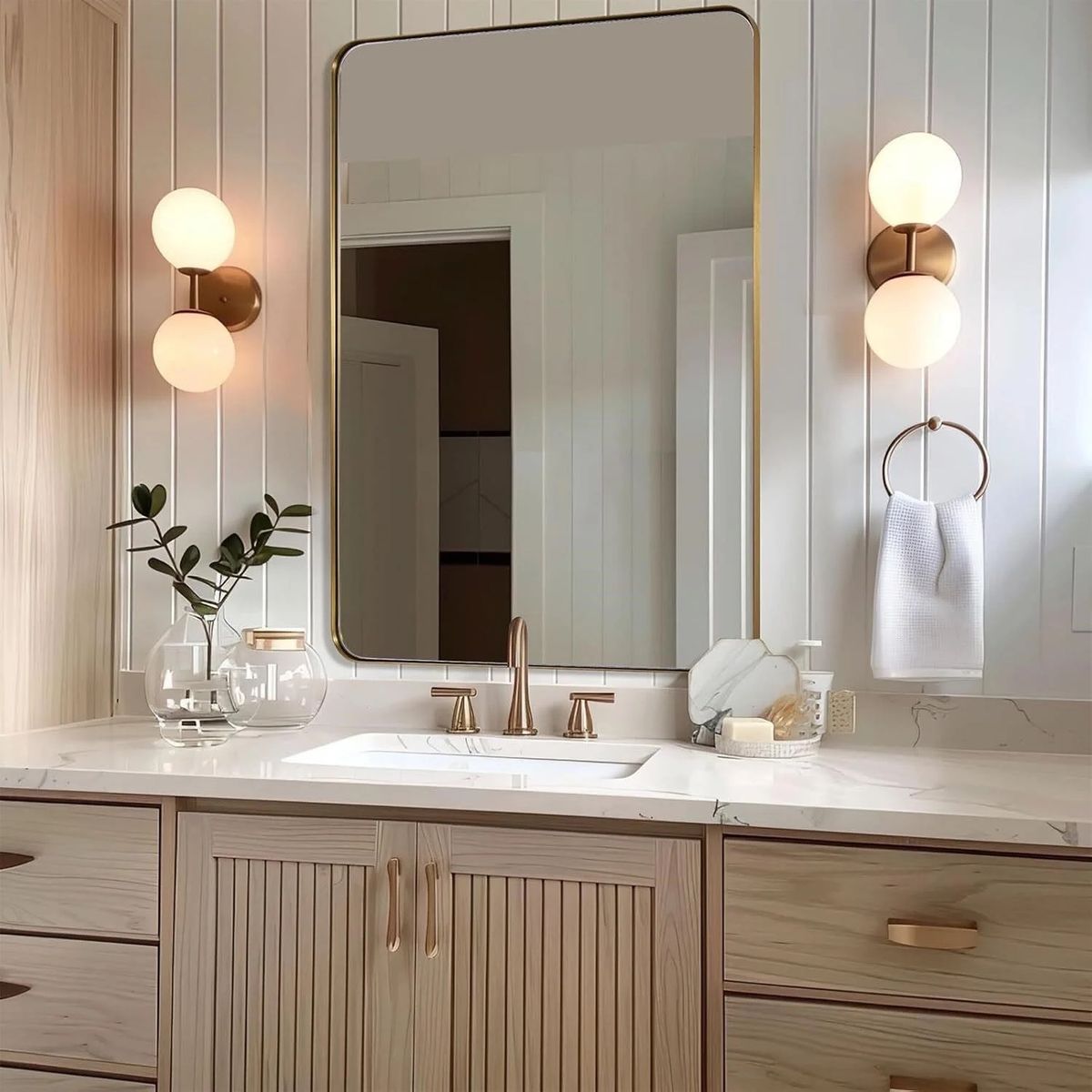 36x48 Gold Bathroom Mirror Large Wall Vanity