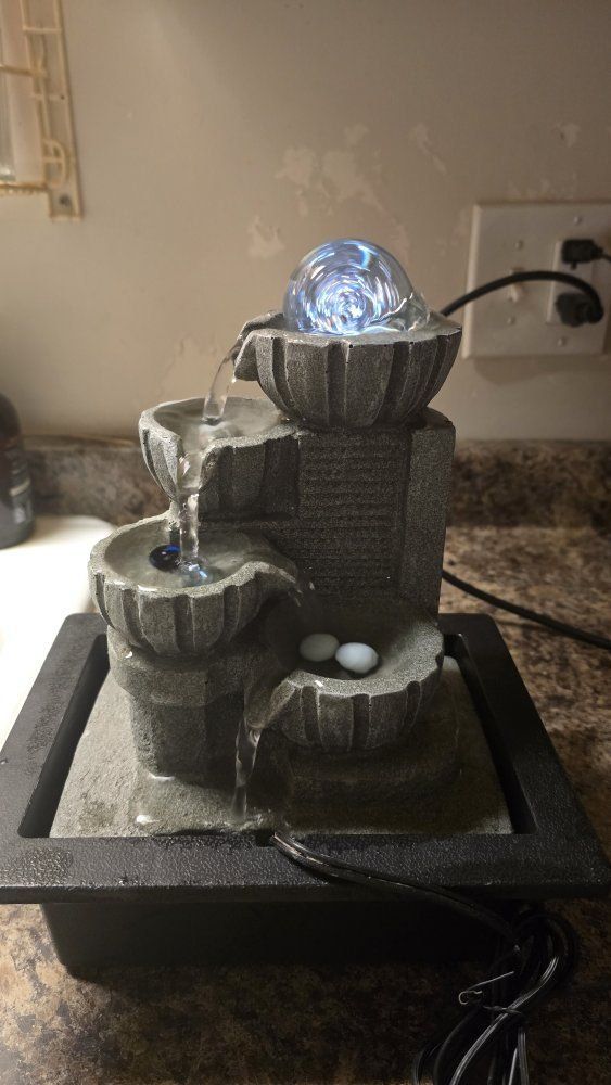 Tabletop 4-Tier Water Fountain with Rolling Crystal Ball and LED Light