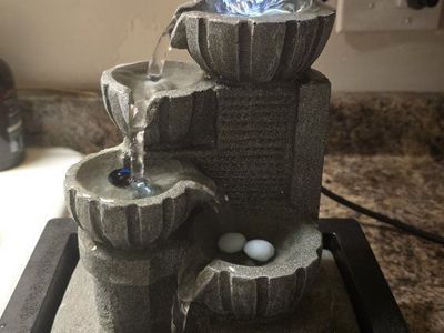 Tabletop 4-Tier Water Fountain with Rolling Crystal Ball and LED Light