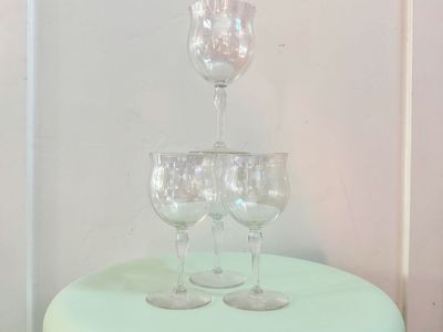 4 Vintage Iridescent Tulip Wine Glasses Optic