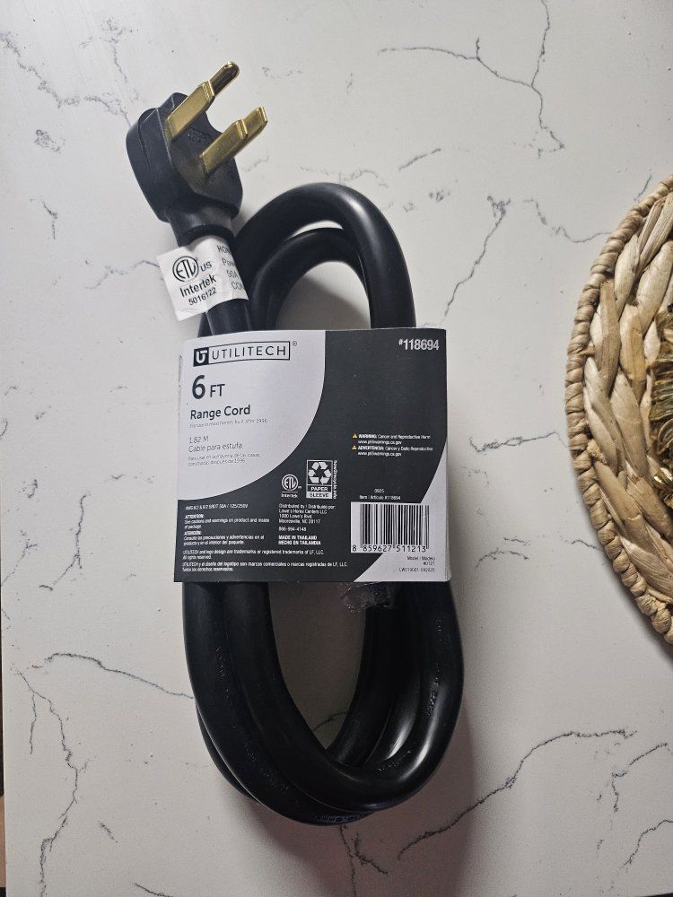 Utilitech 6 ft 50-Amp 4-Prong Appliance Range Power Cord #118694