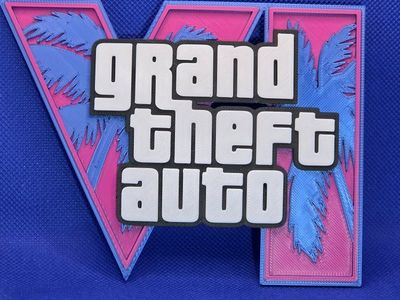 Grand Theft Auto VI (GTA 6) Logo Sign - 3D Printed Gaming Decor - Video Game Collectible