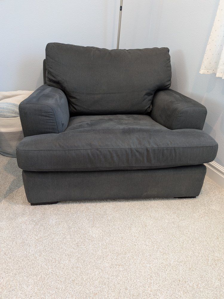 Large Dark Gray Fabric Armchair / Accent Chair