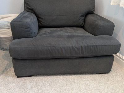 Large Dark Gray Fabric Armchair / Accent Chair