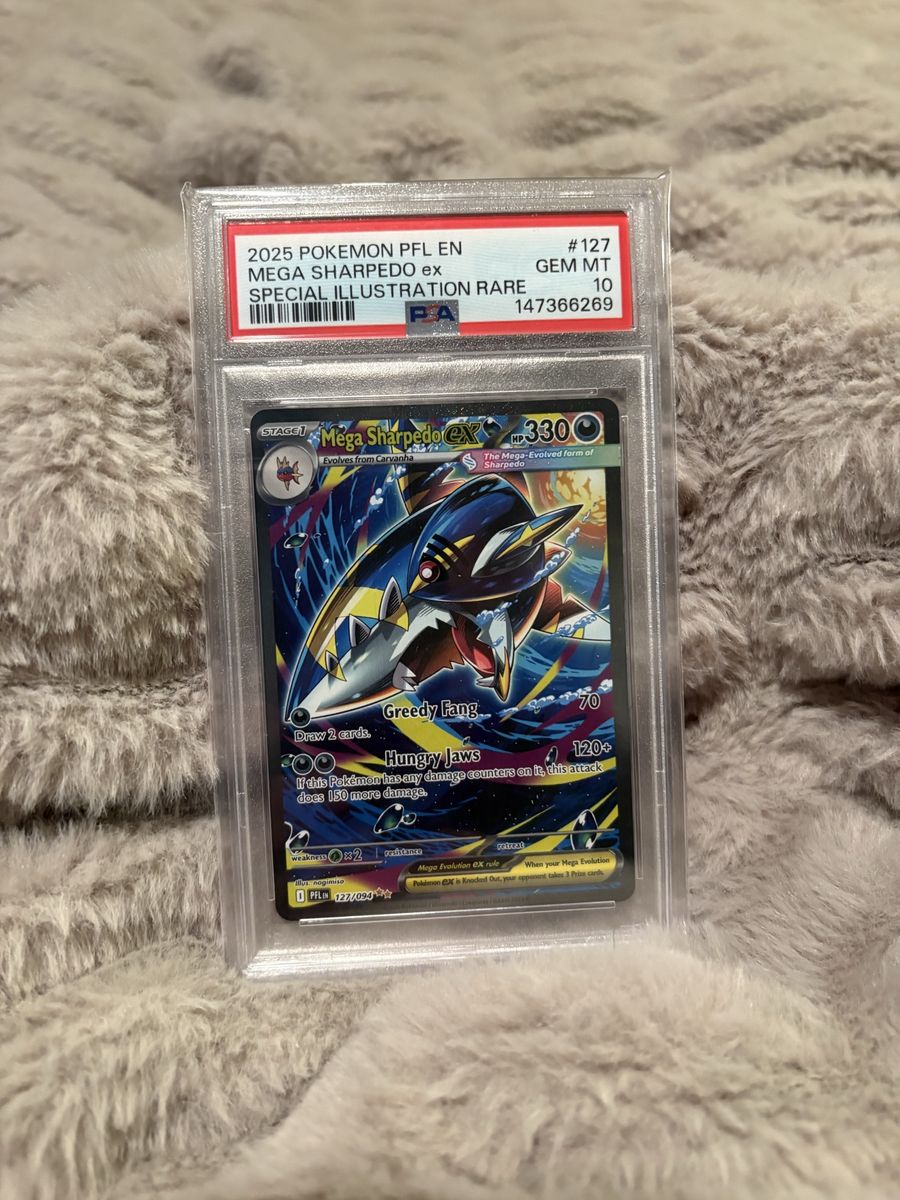 Pokemon 2025 PFL EN Mega Sharpedo EX Special Illustration Rare #127 PSA 10 GEM MT