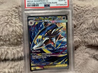 Pokemon 2025 PFL EN Mega Sharpedo EX Special Illustration Rare #127 PSA 10 GEM MT