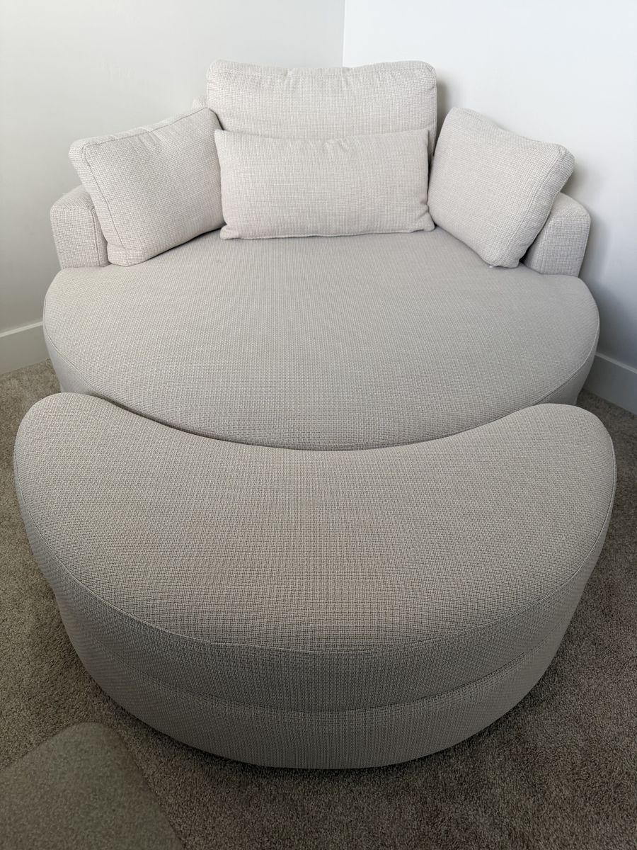 Upholstered Barrel Chair With Ottoman from Wayfair