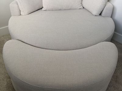 Upholstered Barrel Chair With Ottoman from Wayfair