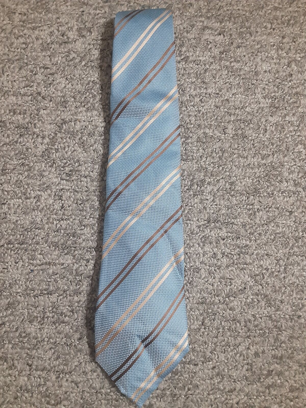 Ermenegildo Zegna Baby Blue, Brown and Tan Striped Tie