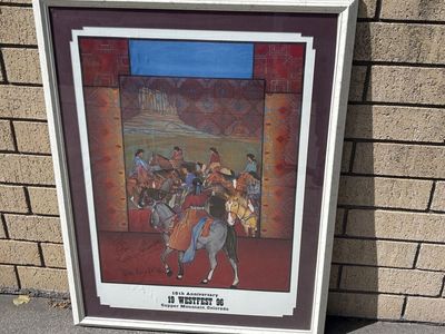 Beautifully framed (and signed) art print by artist Amado Peña, southwestern, vintage 1996 WestFest offset lithograph