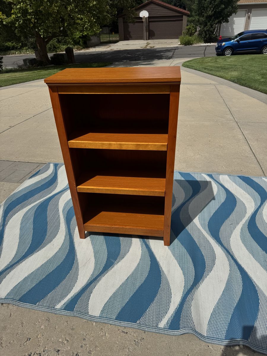 Wooden Bookcase 3-Shelf Medium Brown Storage Display