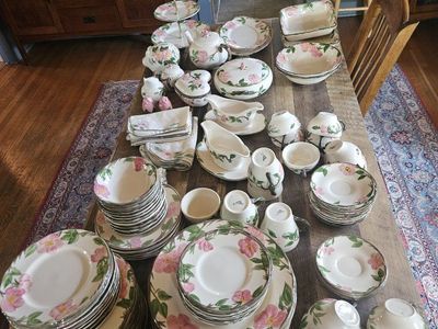 Vintage Franciscan Desert Rose Dinnerware Set - Plates, Bowls, Cups, Serving Pieces & Linens