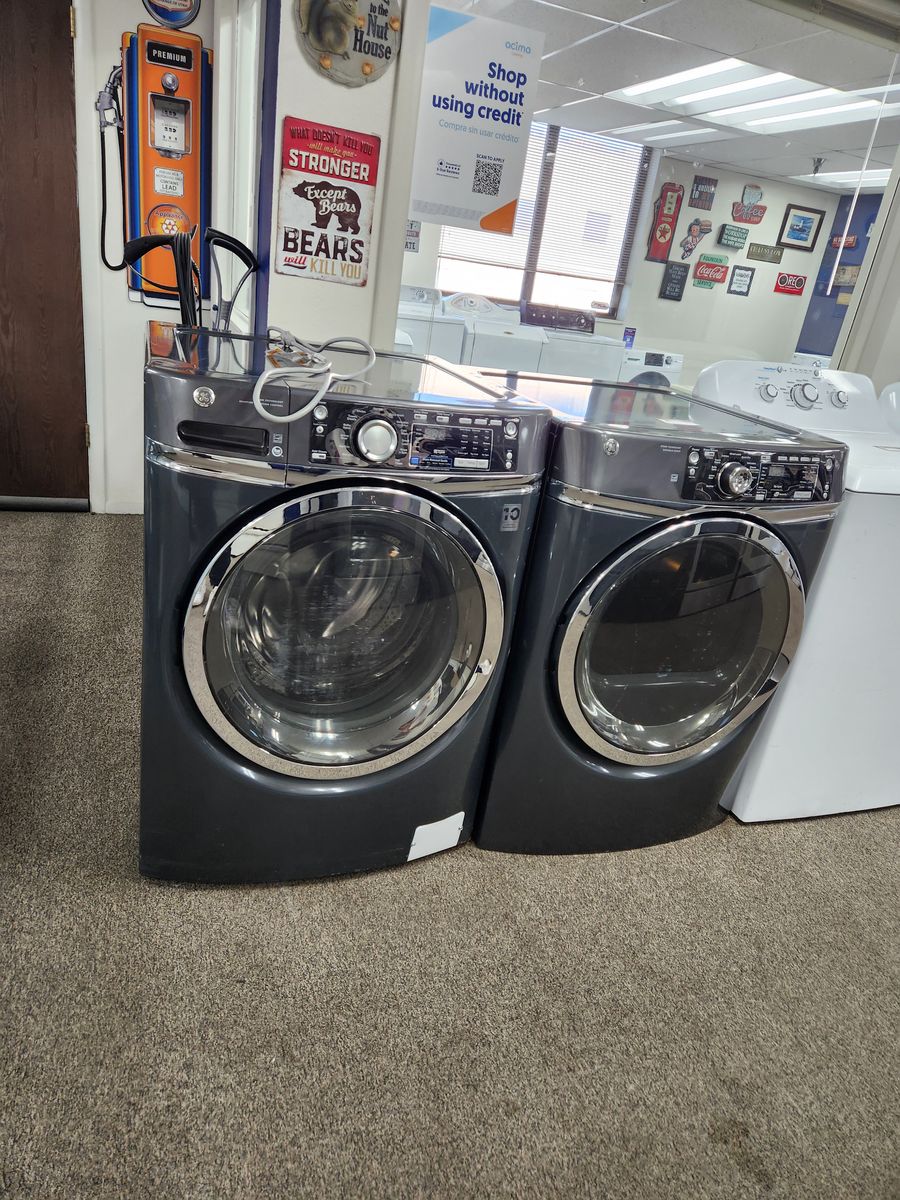 GE Front-Load Washer and Dryer Set - Dark Gray Metallic