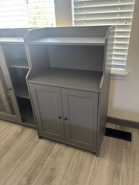 Ikea Grey Cabinets 2 Shelves Coffee Bar and Sliding Front 3 Shelve Cabinet