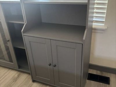 Ikea Grey Cabinets 2 Shelves Coffee Bar and Sliding Front 3 Shelve Cabinet