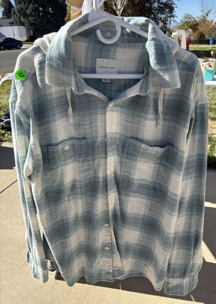 American Eagle Plaid Winter Hoodie NEW L
