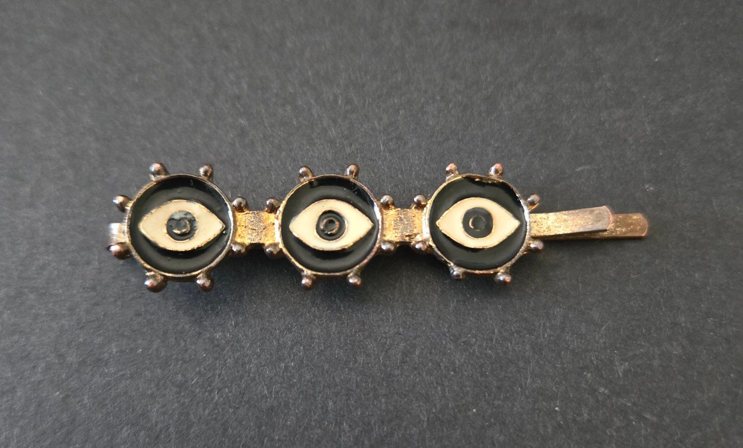 Vintage Style Evil Eye Gold Tone Hair Clip Bobby Pin