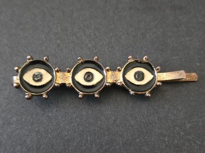 Vintage Style Evil Eye Gold Tone Hair Clip Bobby Pin