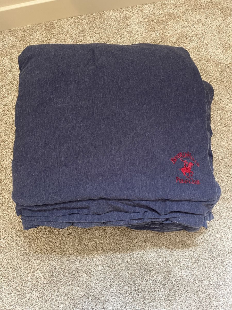 Beverly Hills Polo Club Navy Blue Comforter Bedding Blanket FULL