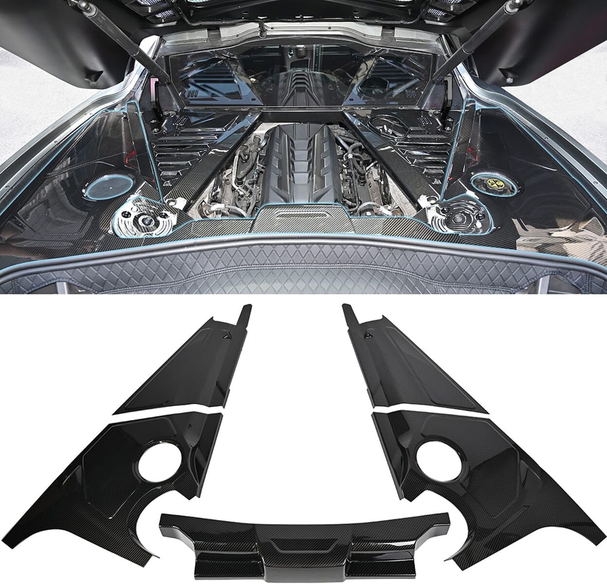 2020-2025 Corvette C8 Stingray Z51, Z06, E-ray Carbon Fiber Engine Overlay