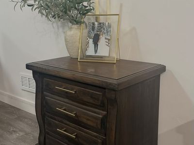 Dark Wood Nightstand with 2 Drawers