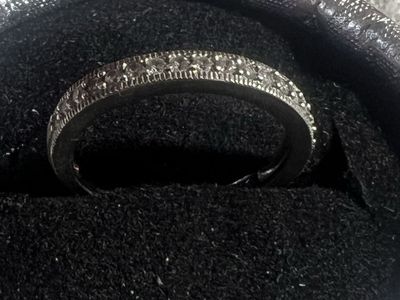 Diamond-Accented Silver Eternity Band Ring - Dainty & Elegant