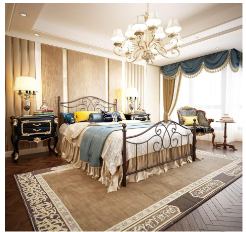 Queen Size , Metal Bed Frame with Vintage Headboard and Footboard Platform Base Wrought Iron Bed Frame (Antique Brown)