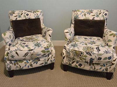 Upholstered armchair pair - living room accent chairs
