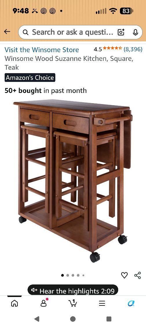 Compact Wooden Barstool and Table set