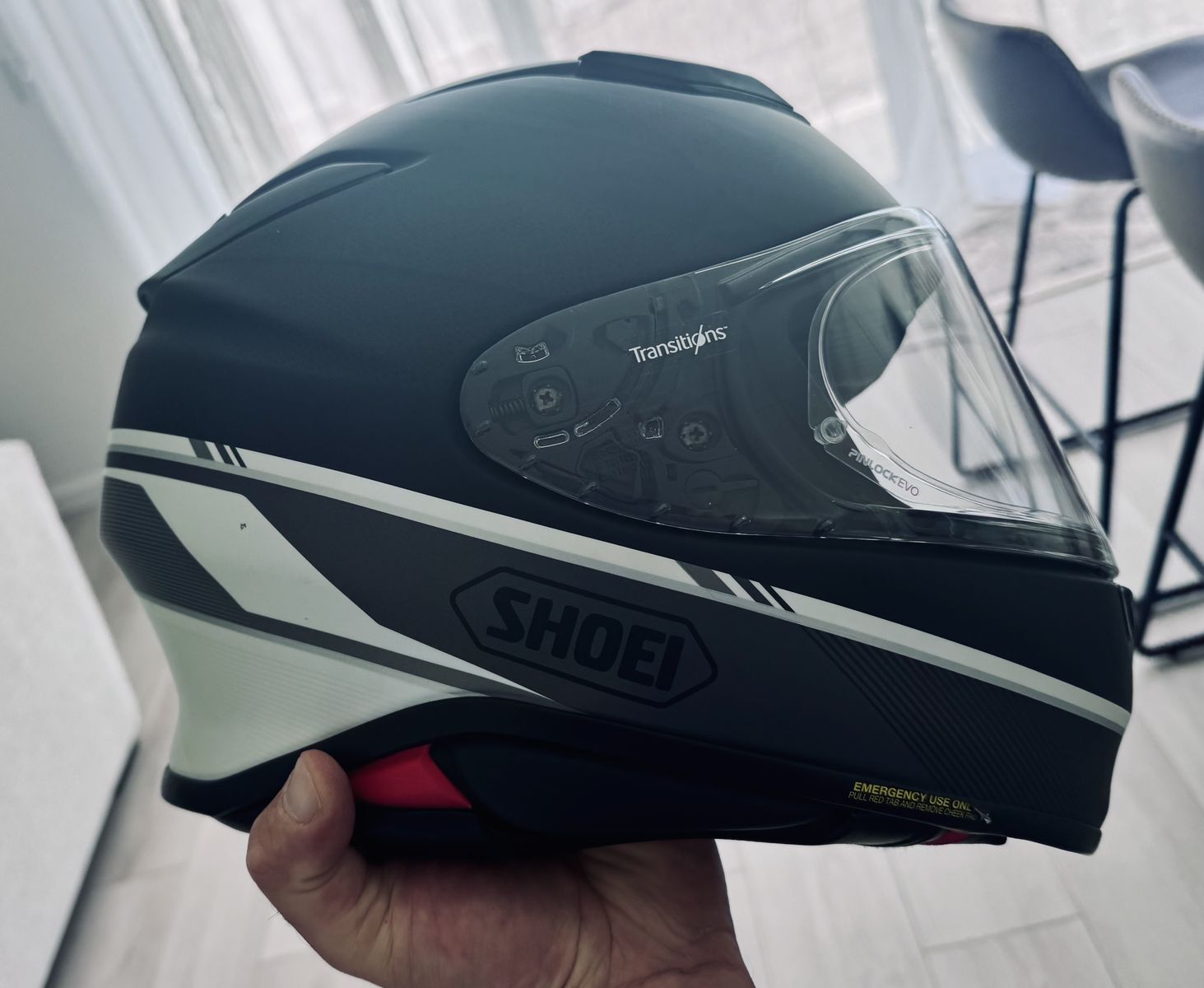 SHOEI RF-1400 w/ Sena 50R Harmon Kardon Mesh Intercom and Transition lens.