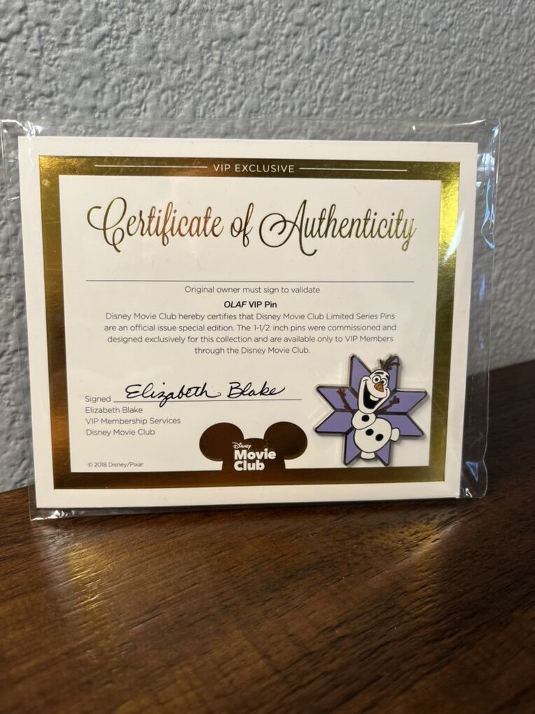 Olaf Frozen VIP Disney Movie Club Exclusive
