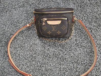 Inspired Lulu Monogram Brown Mini Bumbag with Gold Chain and Leather Strap