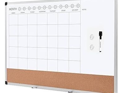 Basics Dry Erase & Cork Calendar Board 24x36 white board or whiteboard