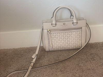 Kate Spade New York Watson Lane Leather Satchel/Crossbody Bag - Pale Cream/Perforated