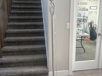 Modern Silver Torchiere Floor Lamp with Frosted Glass Shade - 6ft Tall
