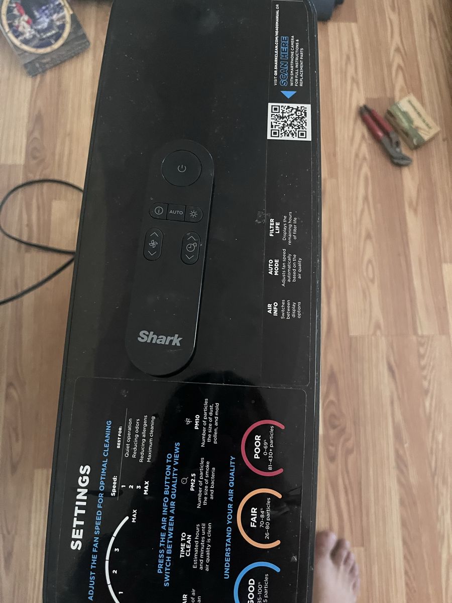 Shark HE400 Series Air Purifier with Anti-Allergen HEPA Filter - Black, 3 Speed Settings