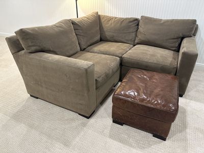 Crate & Barrel Axis Sectional + RH Ottoman