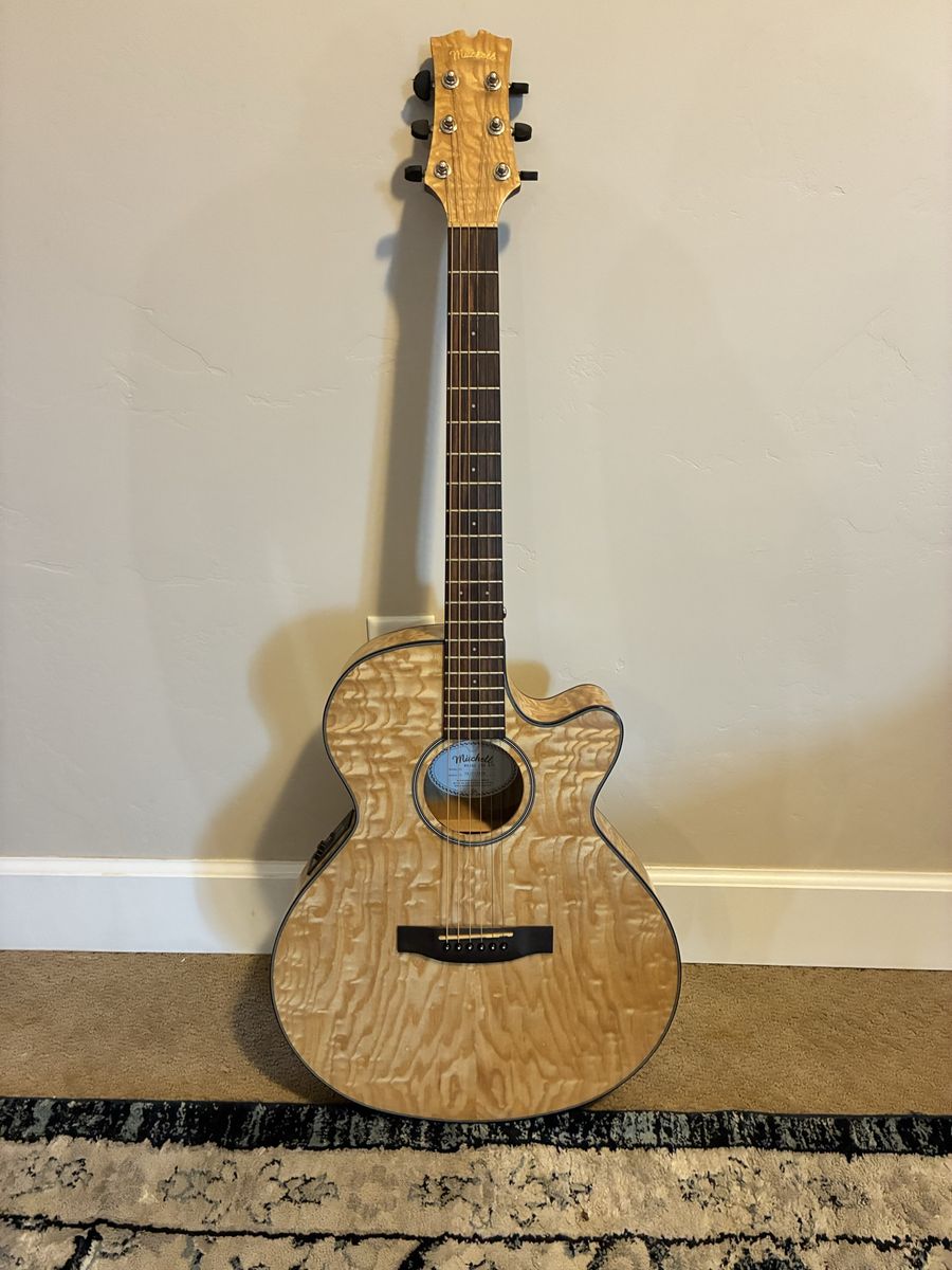 Mitchell MX400 QAB NAT Acoustic-Electric Guitar - Quilted Ash Top, CE304T Preamp, Used